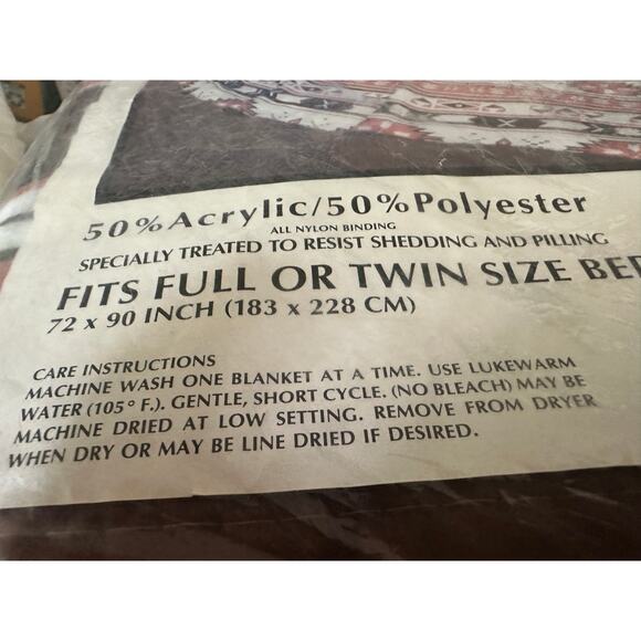 VTG NOS Owen blanket acrylic Aztec design 72x90 - Picture 2 of 6